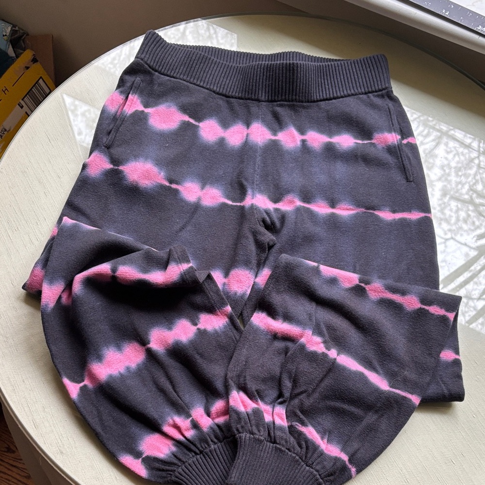Generation Love Black Sweatpants with Pink Tie-Dye Stripes sz XS